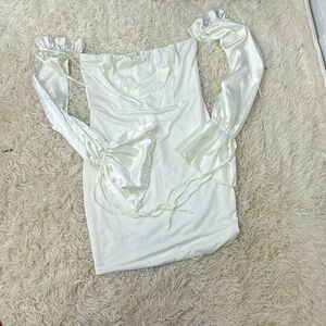 Off shoulder, white dress